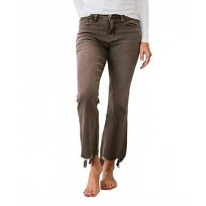NEW VERVET BY FLYING MONKEY potting soil crop flare jeans in brown